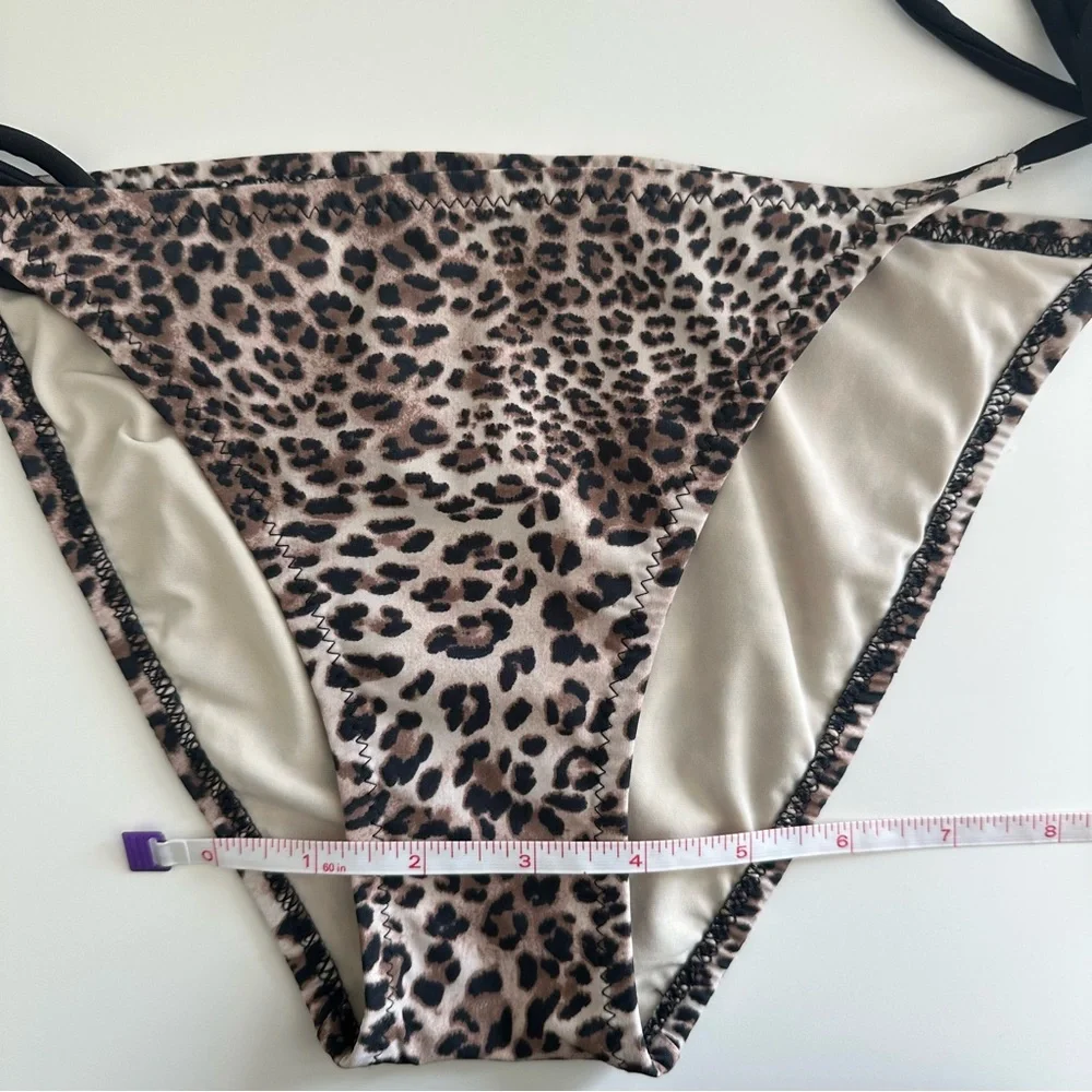 Women’s Leopard Print Black/Beige/Cream Bikini XS very good condition
